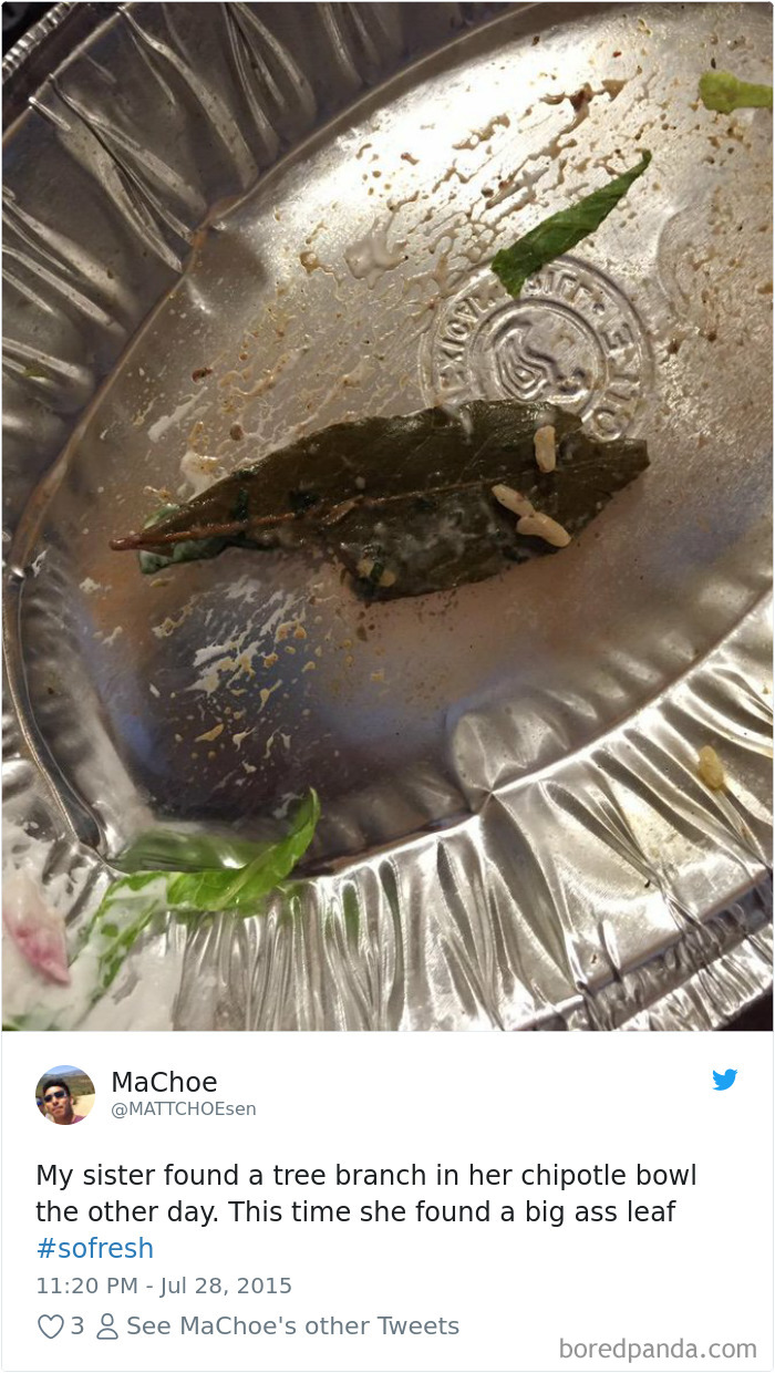 36 Times People Found Some Strange Leaves In Their Food, And Complained About It Online