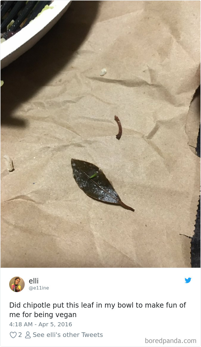 36 Times People Found Some Strange Leaves In Their Food, And Complained About It Online
