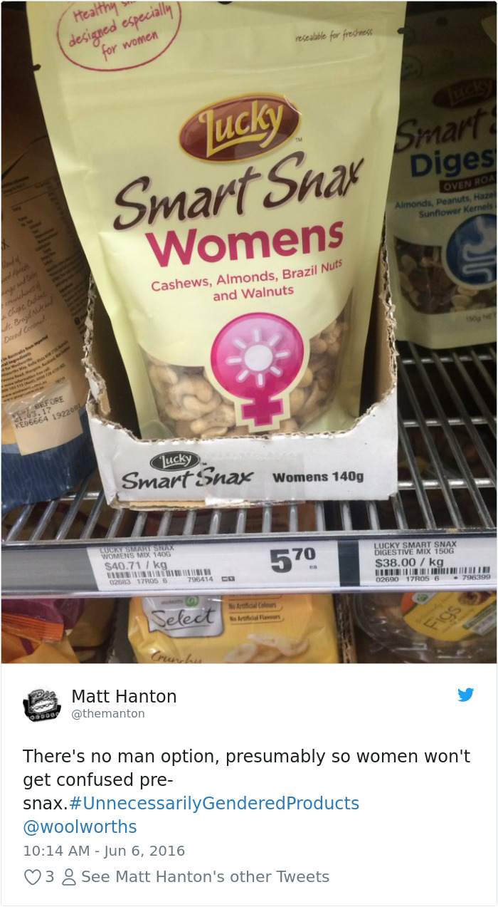 There's No Man Option, Presumably So Women Won't Get Confused Pre-Snax