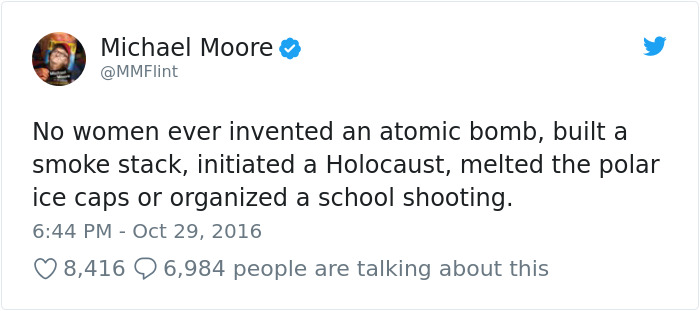 Michael Moore Tries To Prove Women Are Better Than Men, Gets Brilliantly Shut Down By A Woman Michael Moore Tries To Prove Women Are Better Than Men, Gets Brilliantly Shut Down By A Woman