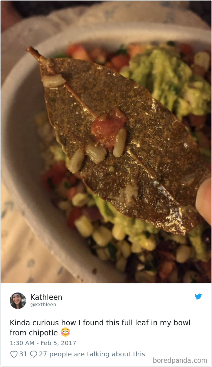 36 Times People Found Some Strange Leaves In Their Food, And Complained About It Online 36 Times People Found Some Strange Leaves In Their Food, And Complained About It Online