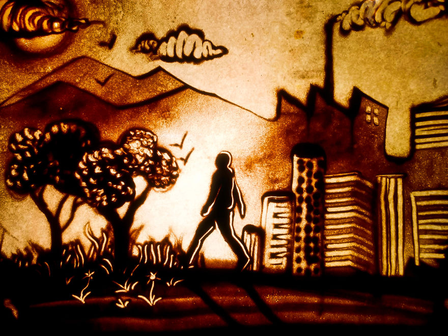 Sandtober: I Made These Sand Art Drawings For Inktober Challenge With Sand As A Medium