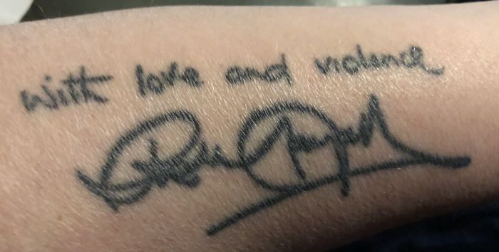 Tattoo with a personal message on forearm, reflecting unique stories behind tattoos.