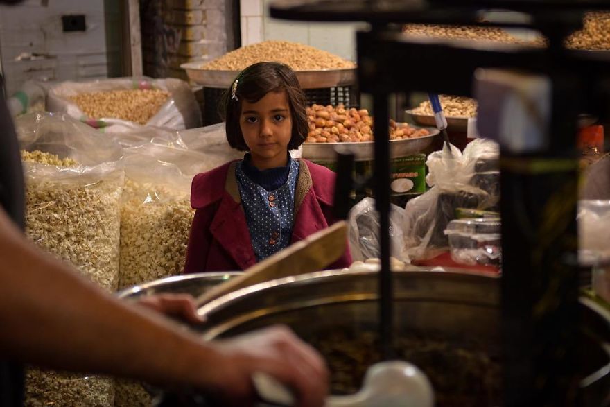 Little Iranian Girl Waiting For Sweets