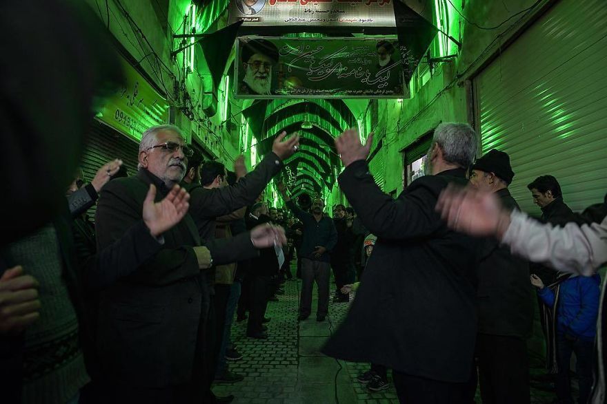 Imam Hussein Mourning. Mourners Are Beating Their Chests For Imam Hussein Shahadat (Martyr) Anniversary