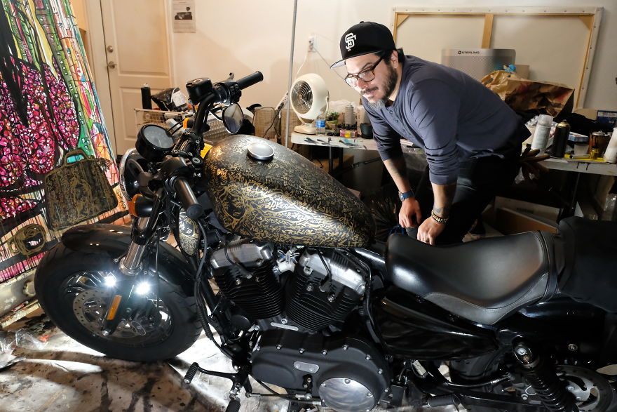 I Painted My Friends Harley Davidson With My Lovescript And It Got Totally Ruined With Gasoline I Painted My Friends Harley Davidson With My Lovescript And It Got Totally Ruined With Gasoline