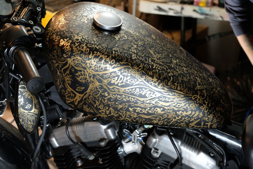 I Painted My Friends Harley Davidson With My Lovescript And It Got Totally Ruined With Gasoline I Painted My Friends Harley Davidson With My Lovescript And It Got Totally Ruined With Gasoline