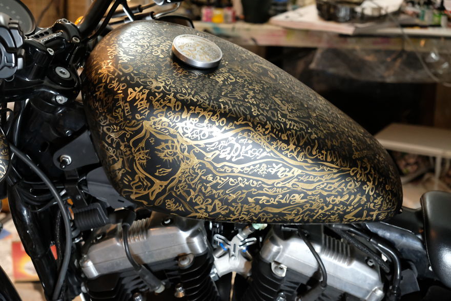 I Painted My Friends Harley Davidson With My Lovescript And It Got Totally Ruined With Gasoline I Painted My Friends Harley Davidson With My Lovescript And It Got Totally Ruined With Gasoline