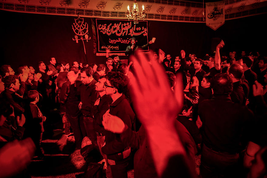 During The Hussein Memorial Days, Iranian Men Hit Their Chest In Sign Of Repentance