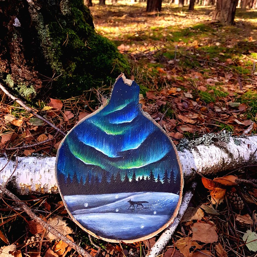 I Create Magical Paintings On Wood Inspired By The Forest