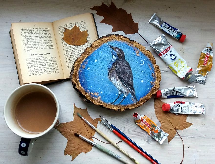 I Create Magical Paintings On Wood Inspired By The Forest