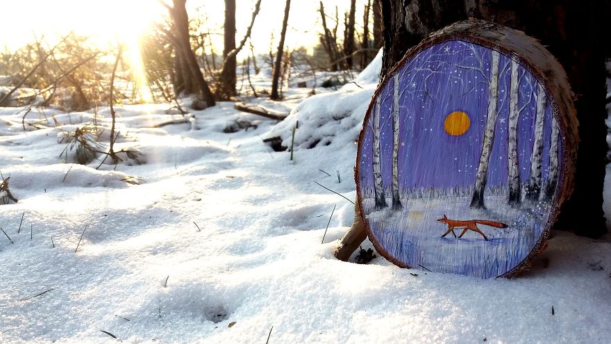 I Create Magical Paintings On Wood Inspired By The Forest