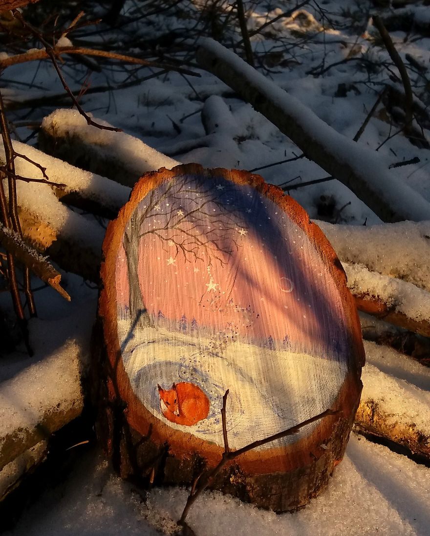 I Create Magical Paintings On Wood Inspired By The Forest