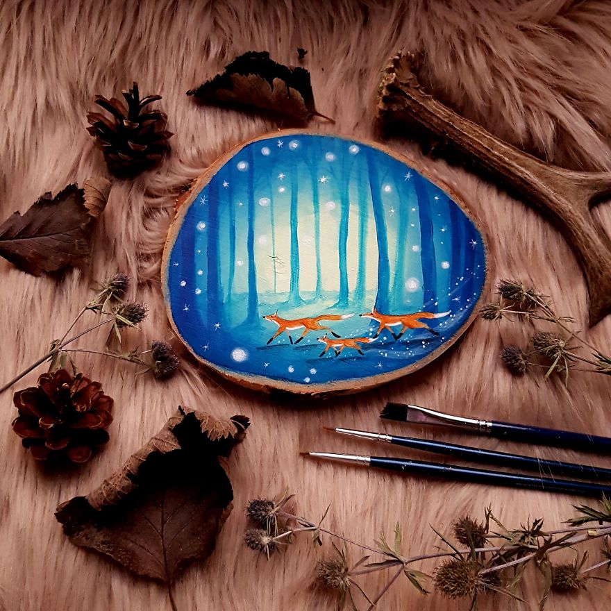 I Create Magical Paintings On Wood Inspired By The Forest