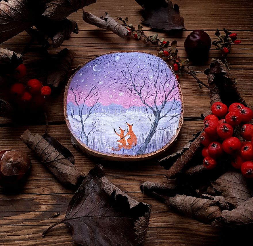 I Create Magical Paintings On Wood Inspired By The Forest