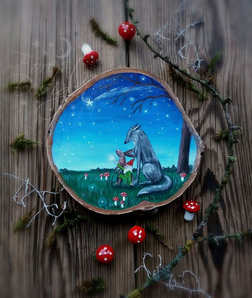 I Create Magical Paintings On Wood Inspired By The Forest