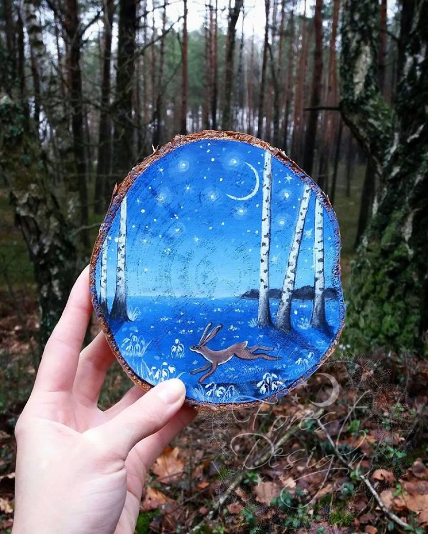 I Create Magical Paintings On Wood Inspired By The Forest