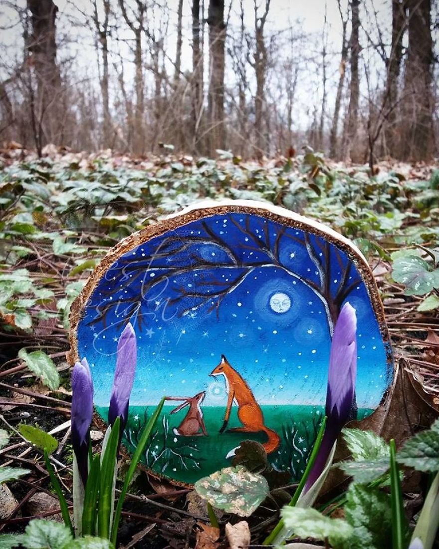 I Create Magical Paintings On Wood Inspired By The Forest