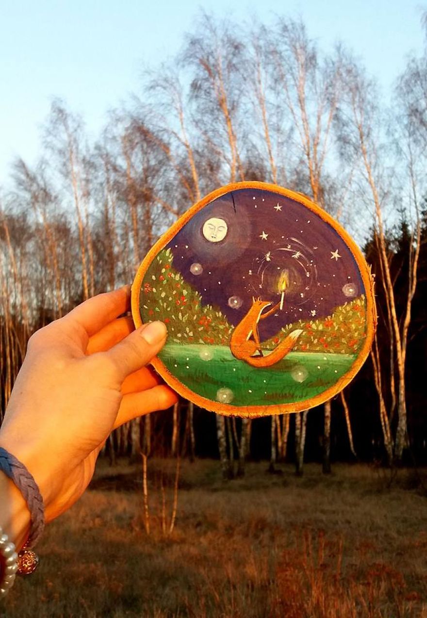 I Create Magical Paintings On Wood Inspired By The Forest