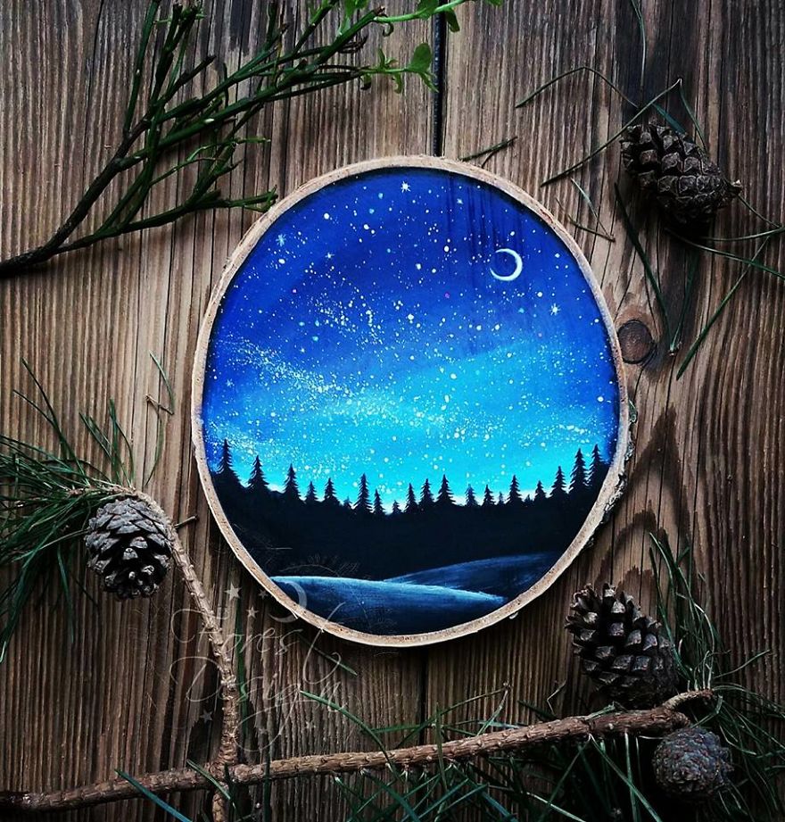 I Create Magical Paintings On Wood Inspired By The Forest