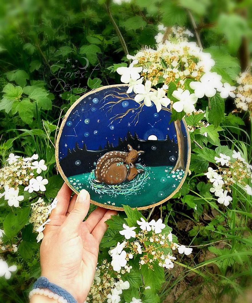 I Create Magical Paintings On Wood Inspired By The Forest