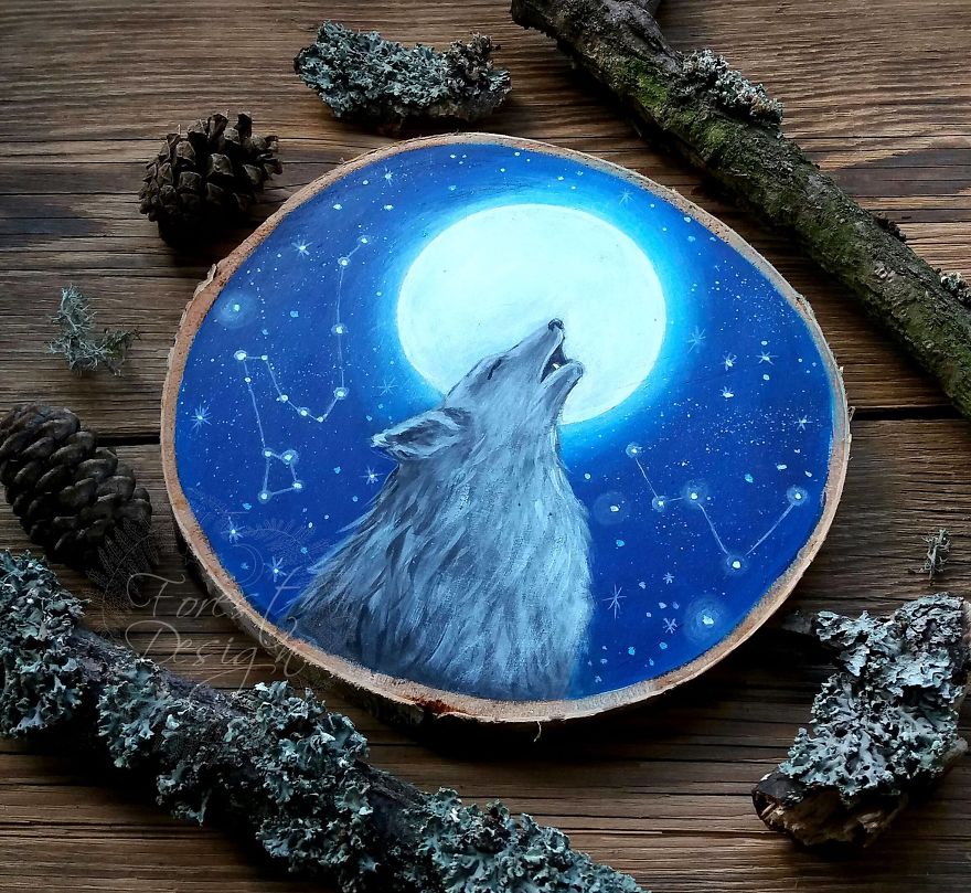 I Create Magical Paintings On Wood Inspired By The Forest