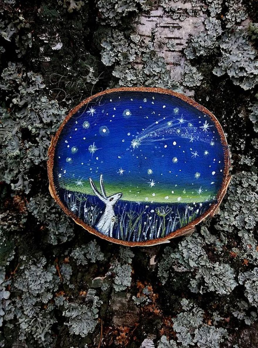 I Create Magical Paintings On Wood Inspired By The Forest