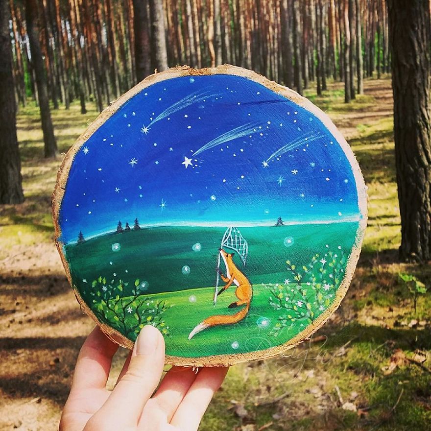 I Create Magical Paintings On Wood Inspired By The Forest