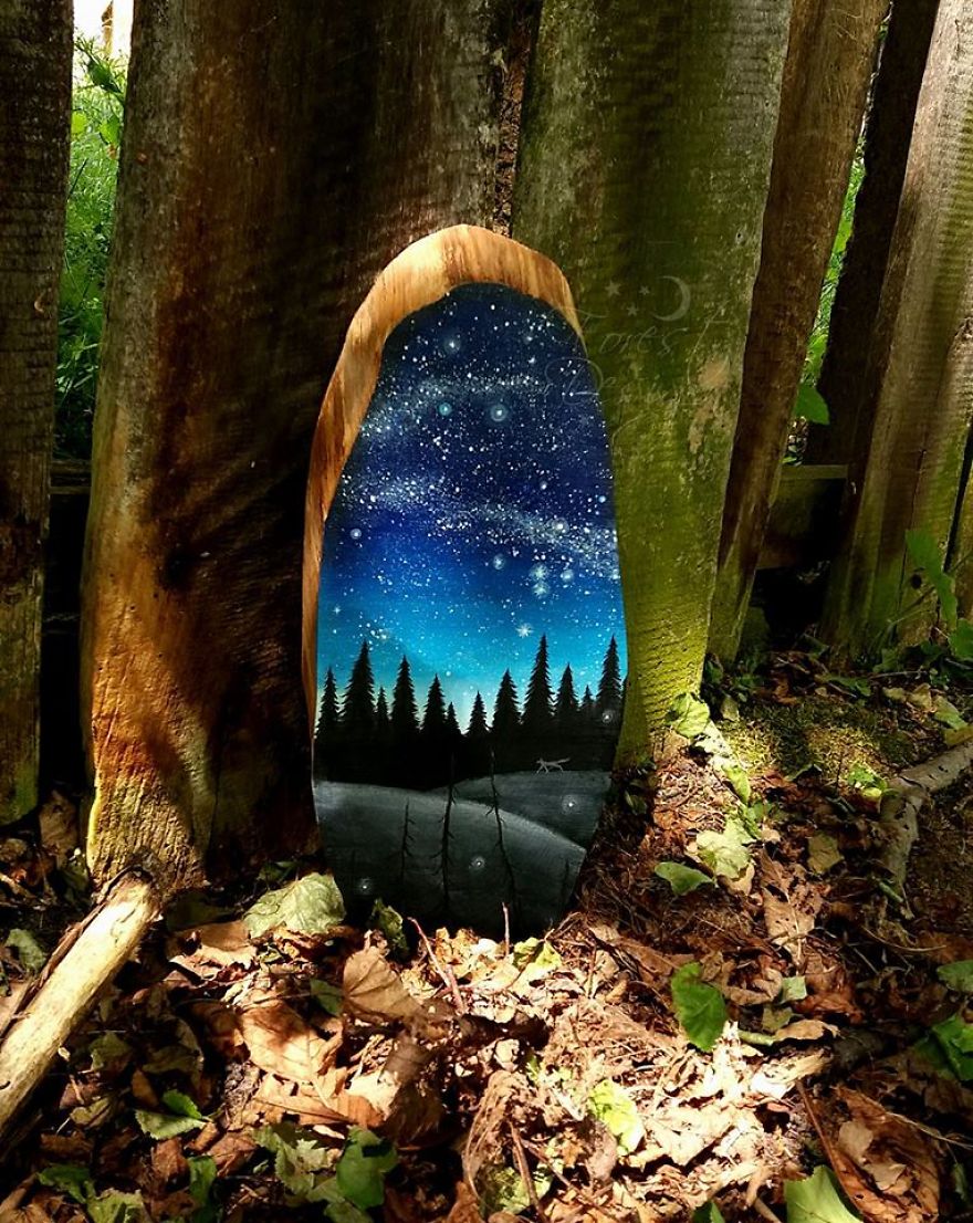 I Create Magical Paintings On Wood Inspired By The Forest