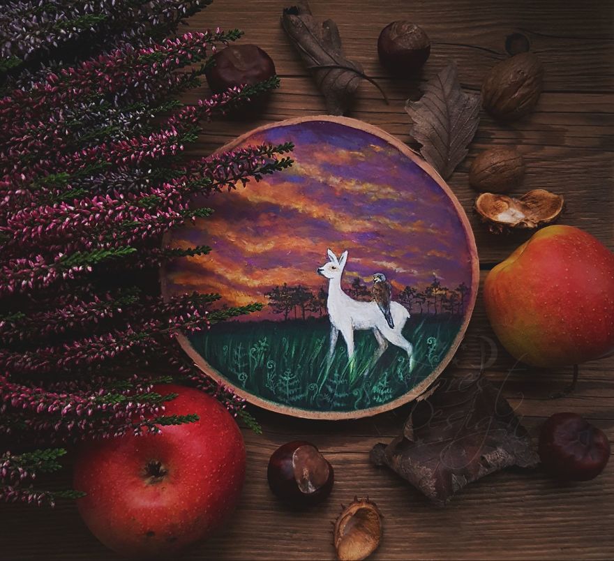 I Create Magical Paintings On Wood Inspired By The Forest