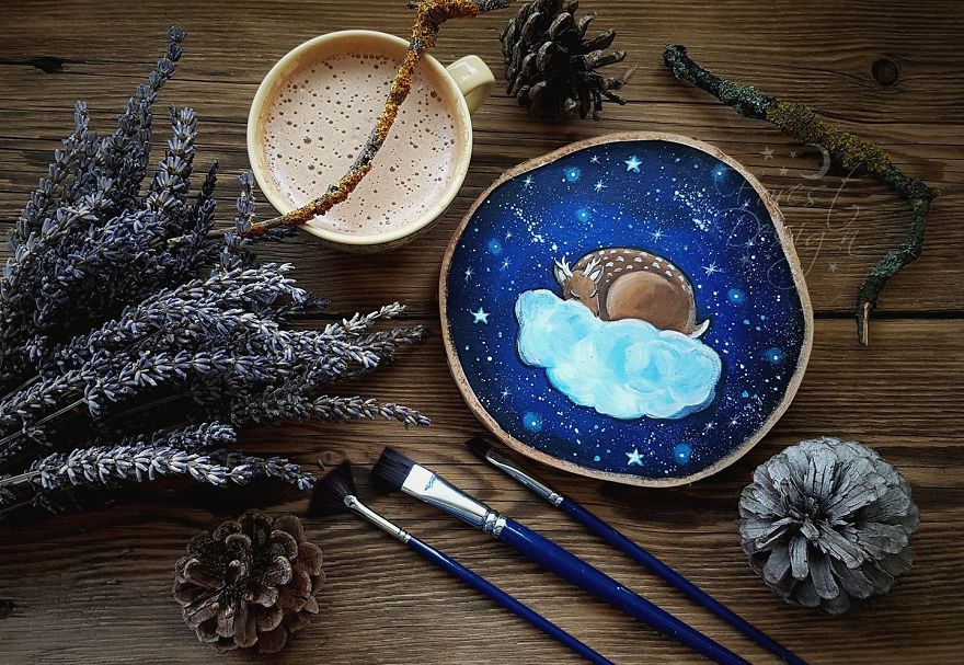 I Create Magical Paintings On Wood Inspired By The Forest