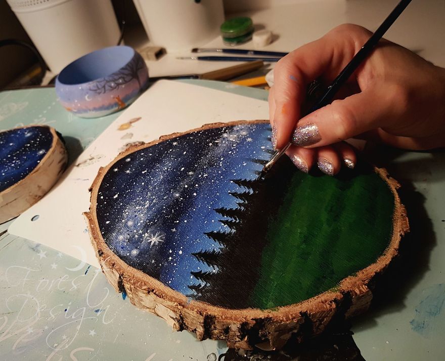 I Create Magical Paintings On Wood Inspired By The Forest