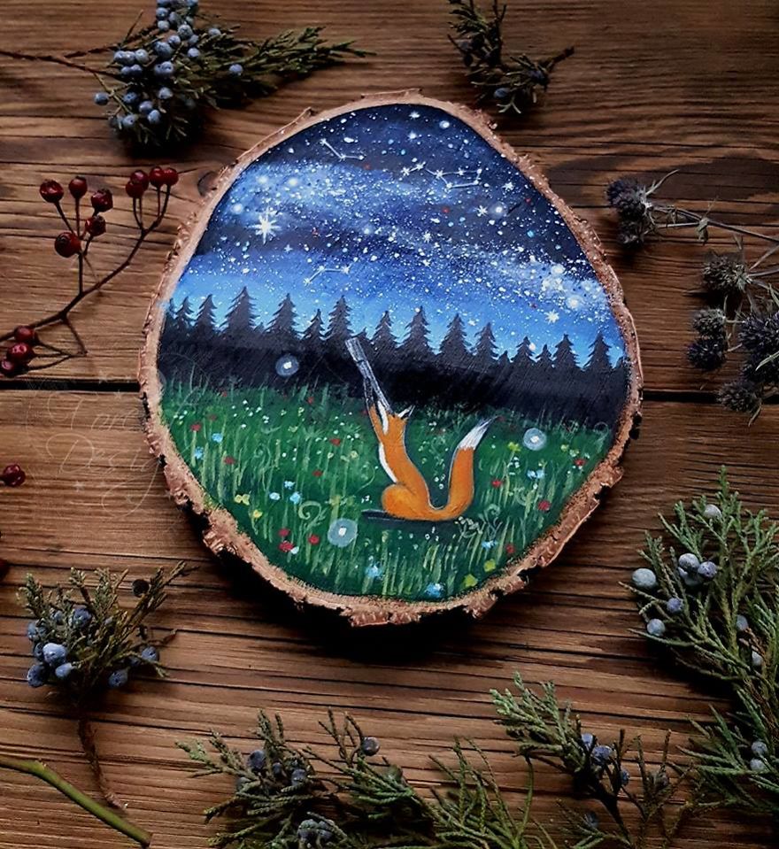 I Create Magical Paintings On Wood Inspired By The Forest