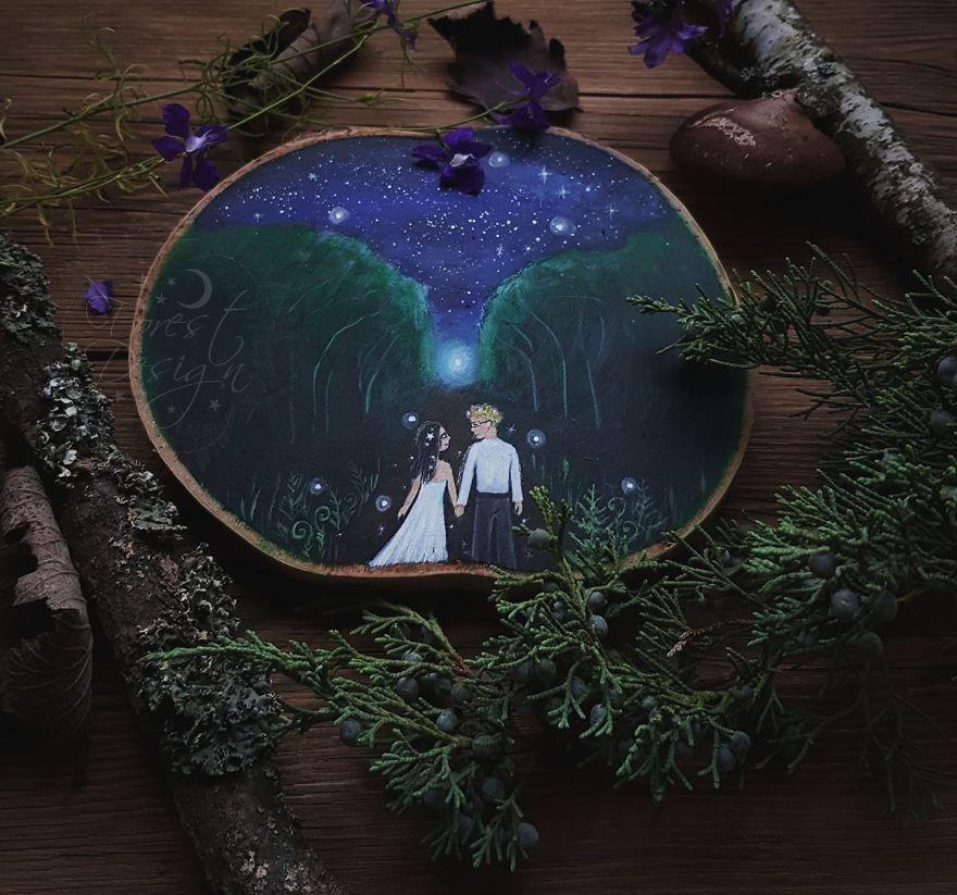 I Create Magical Paintings On Wood Inspired By The Forest