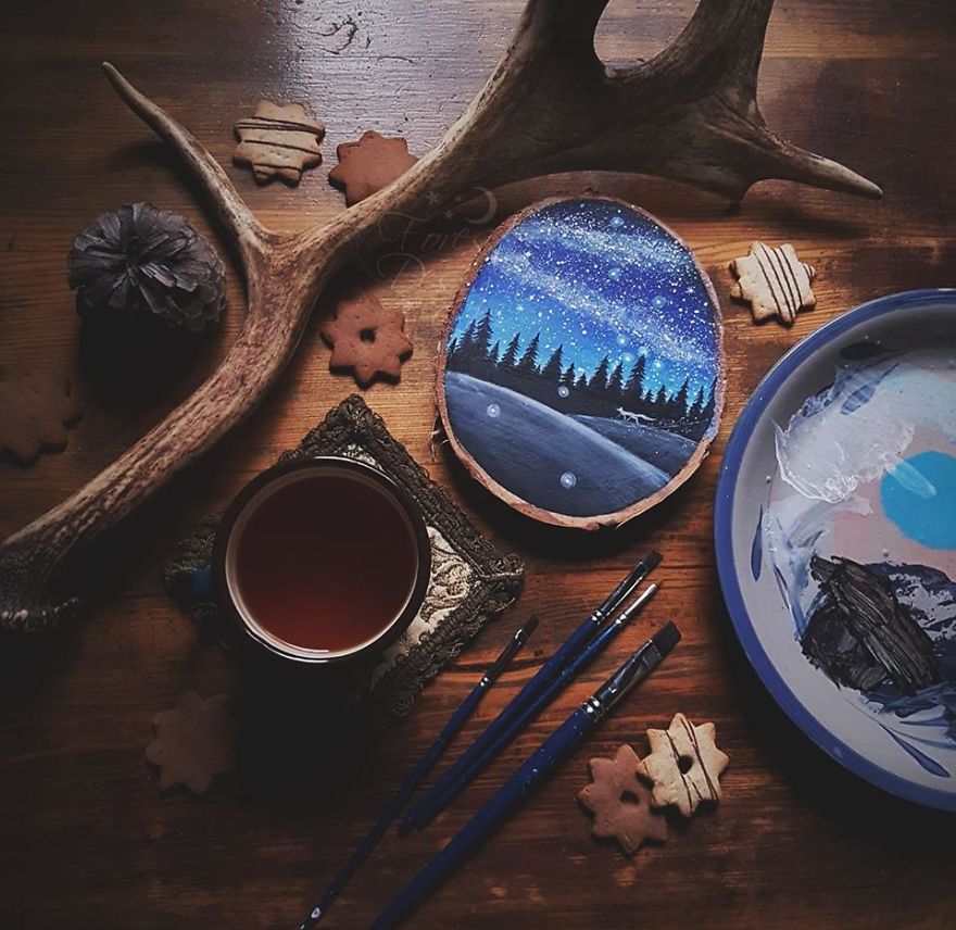 I Create Magical Paintings On Wood Inspired By The Forest