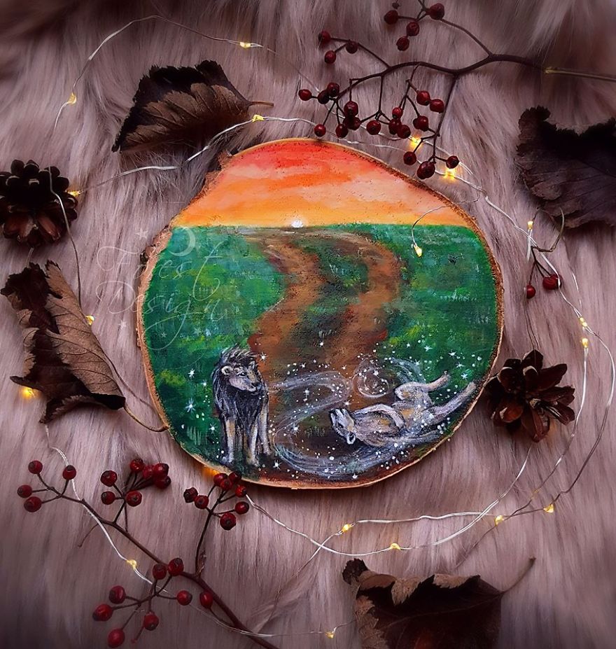 I Create Magical Paintings On Wood Inspired By The Forest