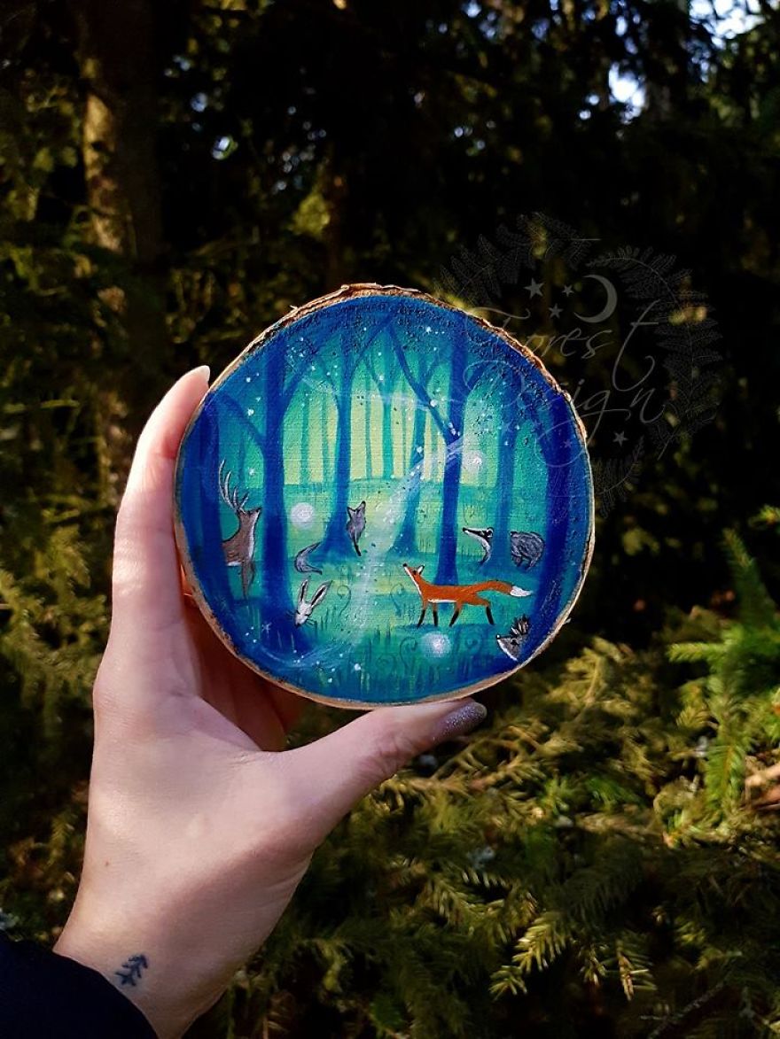 I Create Magical Paintings On Wood Inspired By The Forest