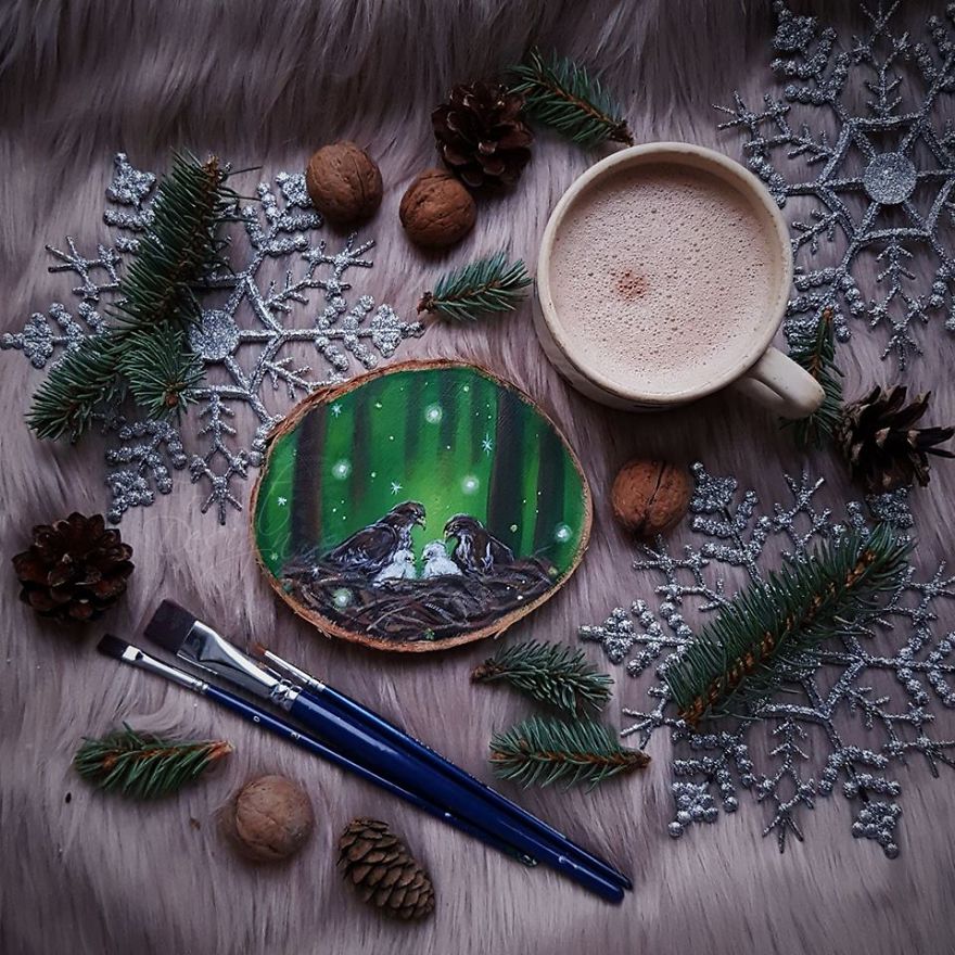 I Create Magical Paintings On Wood Inspired By The Forest