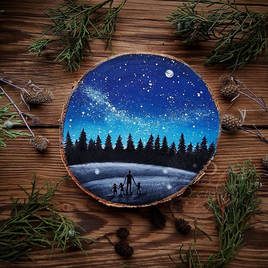I Create Magical Paintings On Wood Inspired By The Forest