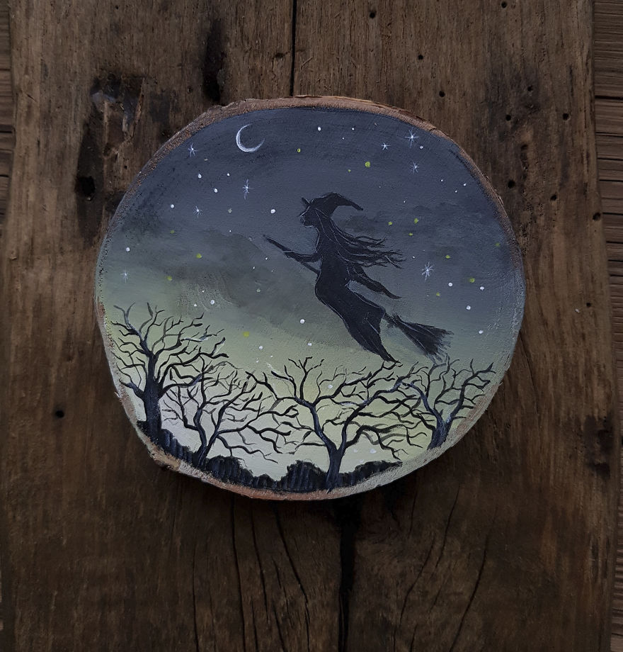 I Create Magical Paintings On Wood Inspired By The Forest