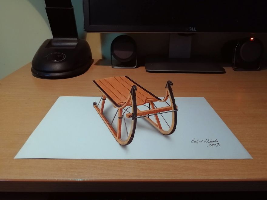 3D Wooden Sleigh