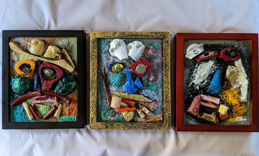 I Recycle Bones, Stones And Many Materials To Create My "Sculpaintings"