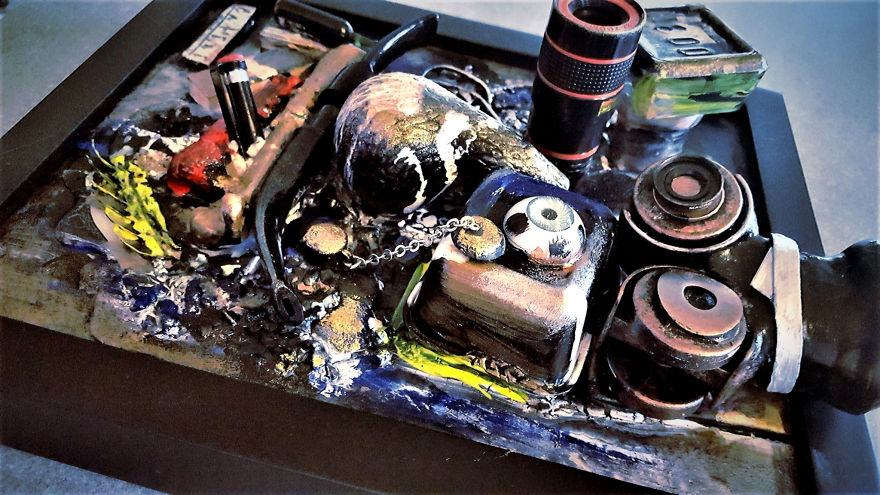 I Recycle Bones, Stones And Many Materials To Create My "Sculpaintings" I Recycle Bones, Stones And Many Materials To Create My "Sculpaintings"