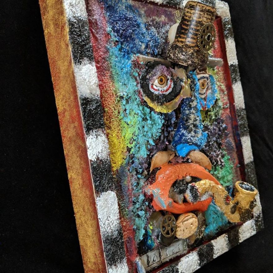 I Recycle Bones, Stones And Many Materials To Create My "Sculpaintings" I Recycle Bones, Stones And Many Materials To Create My "Sculpaintings"