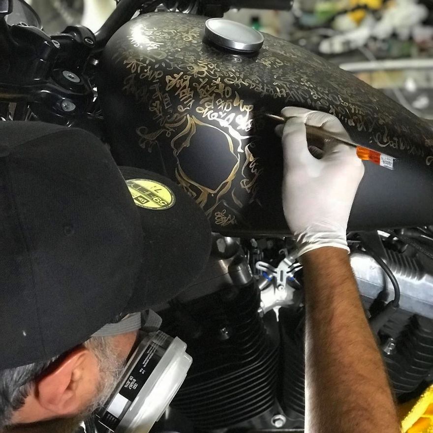 I Painted My Friends Harley Davidson With My Lovescript And It Got Totally Ruined With Gasoline I Painted My Friends Harley Davidson With My Lovescript And It Got Totally Ruined With Gasoline