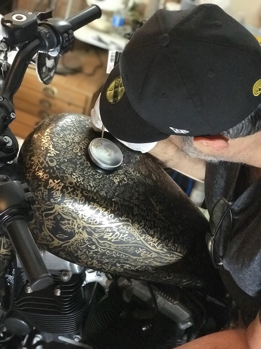 I Painted My Friends Harley Davidson With My Lovescript And It Got Totally Ruined With Gasoline I Painted My Friends Harley Davidson With My Lovescript And It Got Totally Ruined With Gasoline