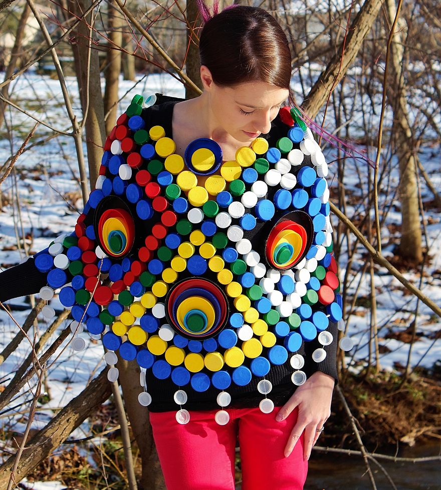 I Recycled Over 250 Plastic Bottle Caps Into This Colorful Poncho