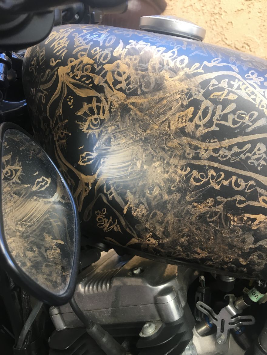 I Painted My Friends Harley Davidson With My Lovescript And It Got Totally Ruined With Gasoline