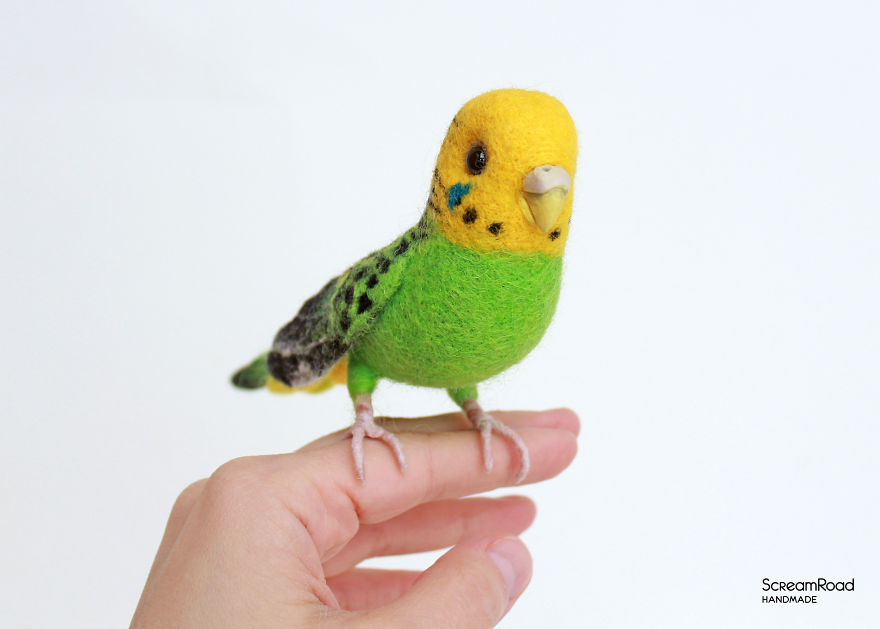 I Made Cute Felted Pair Of Budgies