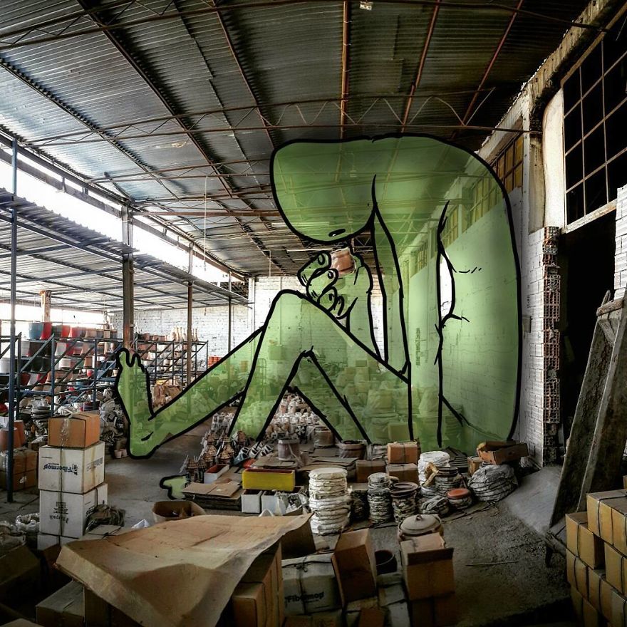 Lilliputs Series: I Draw Giants On Architectural Photos